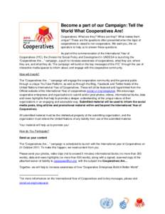 Become a part of our Campaign: Tell the World What Cooperatives Are