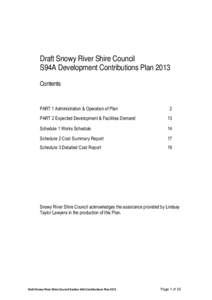 Draft Snowy River Shire Council S94A Development Contributions Plan 2013 Contents PART 1 Administration & Operation of Plan