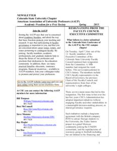 Academia / Education policy / Educational research / Governance in higher education / Higher education / American Association of University Professors / Tenure / Colorado State University / Academic freedom / Education / Knowledge / University governance