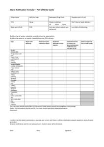 Waste Notification Formular – Port of Hvide Sande  Ships name IMO/call sign