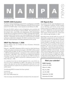 Fourth Quarter[removed]Provided by the North American Numbering Plan Administration NANPA 2005 Evaluation