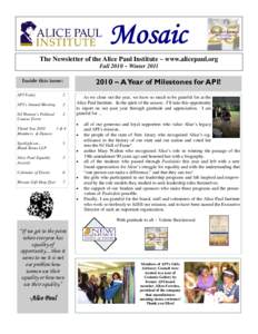 Fall 2010 Winter 2011 Newsletter