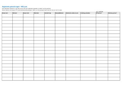 Registratie gebruik tuigen - MSC puls Deze informatie registreert u voor elke visreis! Voor de te gebruiken tuigcodes, zie tabel 1 van het protocol Noteer altijd of u wel of geen ETP en/of stekelrog heeft gevangen. Indie