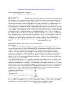 Southern Campaign American Revolution Pension Statements & Rosters Pension Application of Thomas Carter W342 Transcribed and annotated by C. Leon Harris State of Tennessee } Knox County }