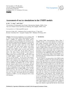 The Cryosphere, 9, 399–409, 2015 www.the-cryosphere.net[removed]doi:[removed]tc[removed] © Author(s[removed]CC Attribution 3.0 License.  Assessment of sea ice simulations in the CMIP5 models