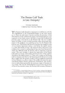 The Persian Gulf Trade in Late Antiquity * touraj daryaee