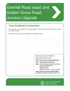 Grenfell Rd and Golden Grove Rd Feedback Form