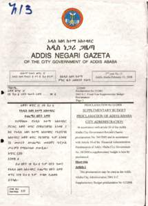 Pft^ ADDIS NEGARI GAZETA h^fX OF THE CITY GOVERNMENT