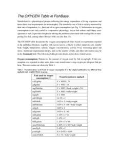 Oxygen / Hematology / Metabolism / Chalcogens / Blood / Water / Basal metabolic rate / FishBase / Oxide / Chemistry / Matter / Biology