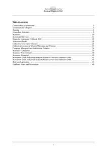 Financial Services Commission  Annual Report 2001 Table of contents