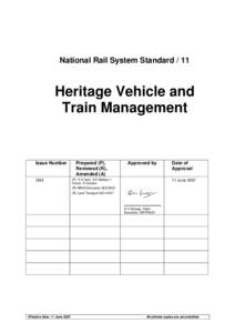 National Rail System StandardHeritage Vehicle and Train Management  Issue Number