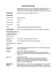 SODIUM HYDROXIDE Prepared at the 19th JECFA (1975), published in NMRS 55B[removed]and in FNP[removed]Metals and arsenic specifications revised at the 59th
