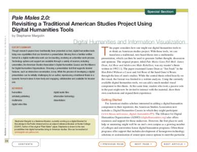 Special Section  Bulletin of the American Society for Information Science and Technology – April/May 2012 – Volume 38, Number 4 Pale Males 2.0: Revisiting a Traditional American Studies Project Using