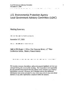 US EPA: Local Government Advisory Committe (LGAC): Meeting Summary: November 6-7, 2008