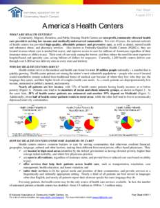 Fact Sheet A ugust 2011 A merica’s Health Centers WHAT ARE HEALTH CENTERS? Community, Migrant, Homeless, and Public Housing Health Centers are non-profit, community-directed health