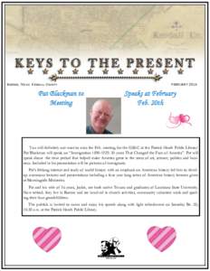 Boerne, Texas Kendall County  Pat Blackman to Meeting  FEBRUARY 2016