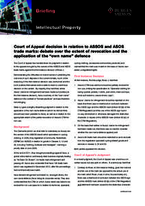 Briefing Intellectual Property AprilCourt of Appeal decision in relation to ASSOS and ASOS
