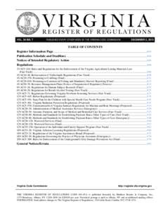 VOL. 30 ISS. 7 VOL PUBLISHED EVERY OTHER WEEK BY THE VIRGINIA CODE COMMISSION  DECEMBER 2, 2013