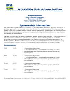 2014: Building Blocks of Coastal Resilience  Alabama-Mississippi Bays & Bayous Symposium December 2-3, 2014 Arthur R. Outlaw Mobile Convention Center