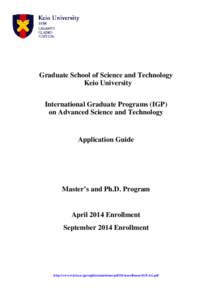 Graduate School of Science and Technology Keio University International Graduate Programs (IGP) on Advanced Science and Technology  Application Guide