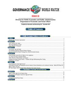 ISSUE 35 _________________________________________________________________ Division for Public Economics and Public Administration Department of Economic and Social Affairs _______________________________________________