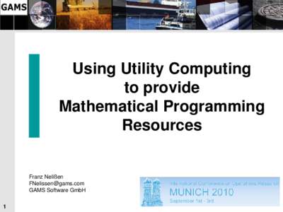 Using Utility Computing to provide Mathematical Programming Resources  Franz Nelißen