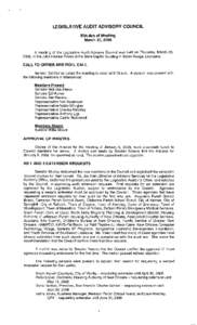 LEGISLATIVE AUDIT ADVISORY COUNCIL Minutes of Meeting March 20, 2008  A meeting of the Legislative Audit Advisory Council was held on Thursday, March 20,