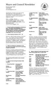 Mayor and Council Newsletter Borough of Island Heights Council Meeting July 15, 2014 www.islandheightsboro.com