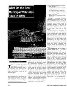 What Do the Best Municipal Web Sites Have to Offer By Morris A. Enyeart