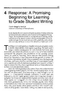 47  4 	Response: A Promising Beginning for Learning to Grade Student Writing Carole Beeghly Bencich