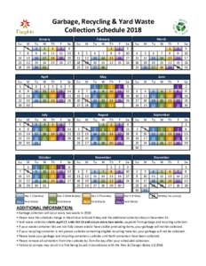 Garbage, Recycling & Yard Waste Collection Schedule 2018 Su January Tu W Th