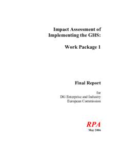 Impact Assessment of Implementing the GHS - Work Package 1