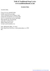 Folk & Traditional Song Lyrics - Alcoholic Baby