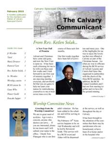 Calvary Episcopal Church, Hillcrest February 2015 A monthly publication for the members and friends of Calvary Episcopal Church