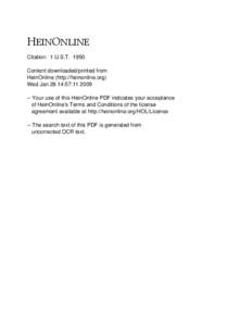 +(,121/,1( Citation: 1 U.S.T[removed]Content downloaded/printed from HeinOnline (http://heinonline.org) Wed Jan 28 14:57:[removed]Your use of this HeinOnline PDF indicates your acceptance