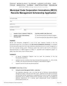 RECORDS MANAGEMENT SCHOLARSHIP APPLICATION