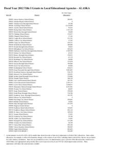 Fiscal Year 2012 Title I Grants to Local Educational Agencies - ALASKA LEA ID[removed][removed]