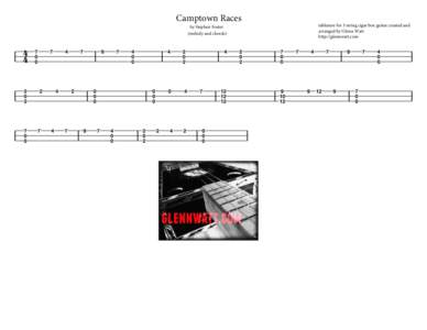 Camptown Races  tablature for 3 string cigar box guitar created and arranged by Glenn Watt http://glennwatt.com