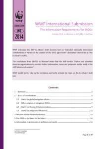 WWF International Submission The Information Requirements for INDCs October 2014, In reference to ADP[removed]DraftText WWF welcomes the ADP Co-Chairs’ draft decision text on “intended nationally determined contributi