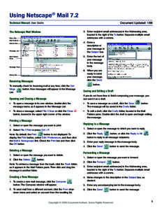 Using Netscape® Mail 7.2 Technical Manual: User Guide Document Updated: 1/06  The Netscape Mail Window