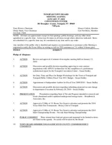 TONOPAH TOWN BOARD MEETING AGENDA JANUARY 27, 2010 CONVENTION CENTER 301 Brougher Avenue, Tonopah, NV[removed]:00 p.m.