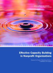 Effective Capacity Building in Nonprofit Organizations Prepared for Venture Philanthropy Partners by McKinsey & Company  Effective Capacity Building in Nonprofit Organizations