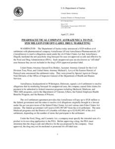 Health / AstraZeneca / Federal assistance in the United States / Healthcare reform in the United States / Presidency of Lyndon B. Johnson / Quetiapine / Office of Criminal Investigations / Pharmaceutical industry / Off-label use / Pharmacology / Pharmaceutical sciences / Law