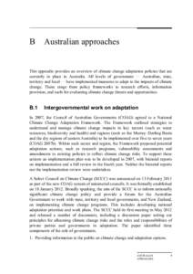 Appendix B: Australian approaches - Inquiry report - Barriers to Effective Climate Change Adaptation