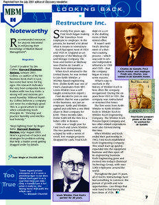 Reprinted from the July 2001 edition of Discovery newsletter.  LOOKING BACK