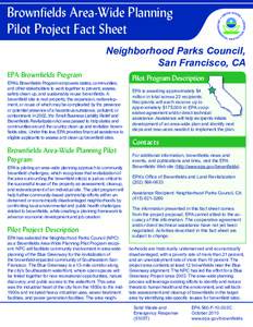 Brownfields Area-Wide Planning Pilot Project Fact Sheet-- Neighborhood Parks Council, San Francisco, CA