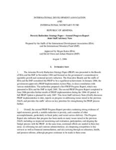 Republic of Armenia: Poverty Reduction Strategy Paper Progress Report--Joint Staff Advisory Note; IMF Country Report[removed]; August 3, 2006