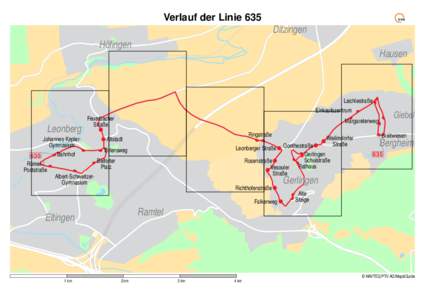 Verlauf der Linie 635 Ditzingen Höfingen Hausen