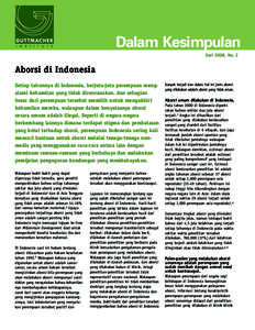 In Brief  Dalam Kesimpulan Seri 2008, No. 2  Aborsi di Indonesia