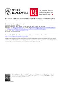 The Suntory and Toyota International Centres for Economics and Related Disciplines  Econometrics-Alchemy or Science? Author(s): David F. Hendry Source: Economica, New Series, Vol. 47, No[removed]Nov., 1980), pp[removed]Pu